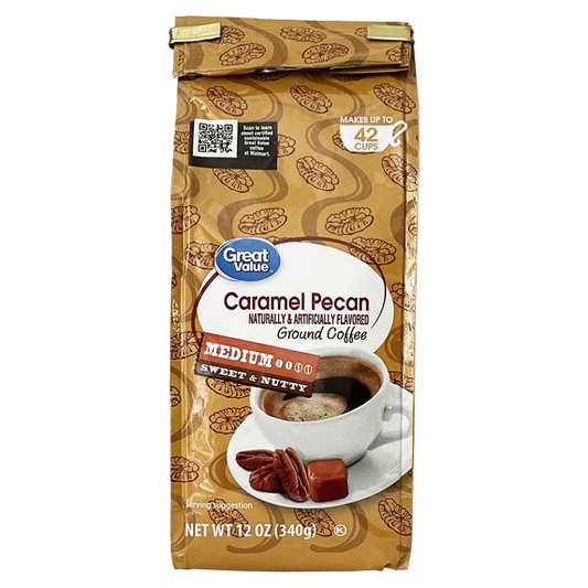 Caramel Pecan Ground Coffee – 12 oz | Medium Roast Flavored Coffee