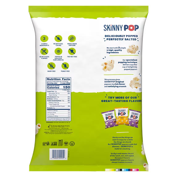 SkinnyPop Original Popcorn – Gluten Free, 8 oz Family Size Bag