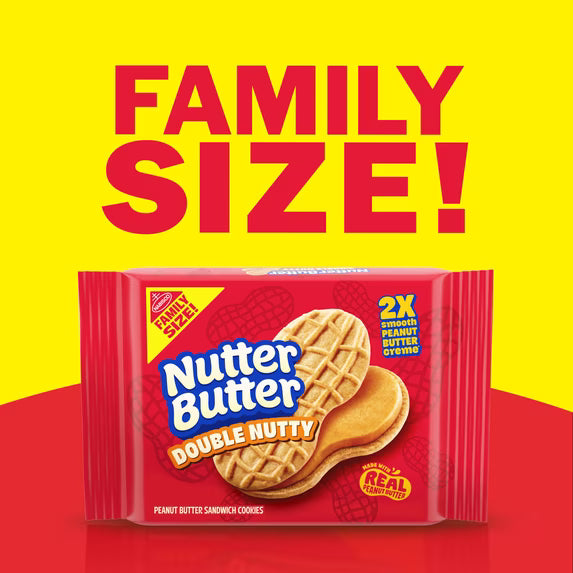 NUTTER BUTTER Double Nutty Peanut Butter Sandwich Cookies – Family Size, 15.27 oz