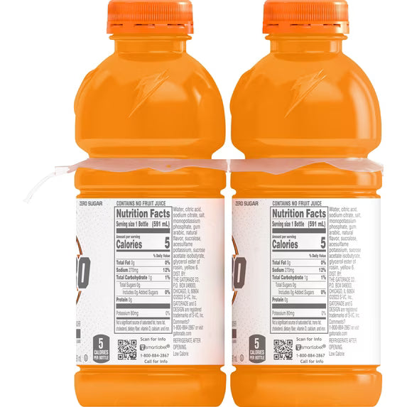 Gatorade Zero Sugar Thirst Quencher Orange – 8 Pack – 20 fl oz Bottles
