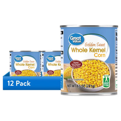 Golden Sweet Whole Kernel Corn – 12 Pack – 8.5 oz Cans