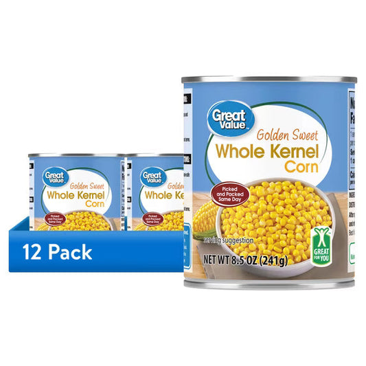 Golden Sweet Whole Kernel Corn – 12 Pack – 8.5 oz Cans