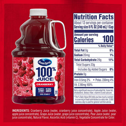 Ocean Spray 100% Juice Cranberry Juice Blend – 101.4 fl oz Bottle