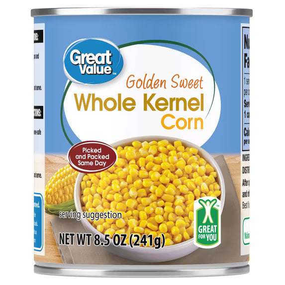 Golden Sweet Whole Kernel Corn – 12 Pack – 8.5 oz Cans